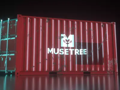 Shipping Container 16foot Rigged Low-poly 3D model