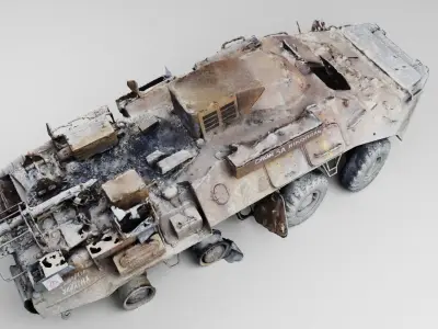 Russian BTR-80 destroyed by Ukrainian army 3D model
