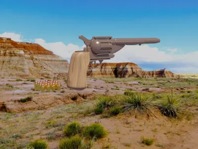 revolver in desert 3D model