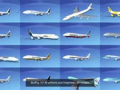26 Boeing 747-8I Airliners and Freighters 3D Model Collection