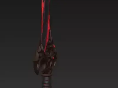 Bloodbound Dagger Cursed Obsidian Blade with Glowing Red Runes 3D model
