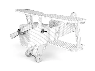 Wooden toy biplane 10 3D model