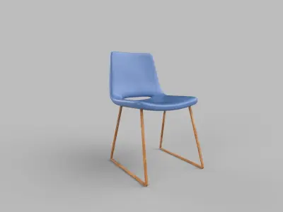 chair with wooden legs Low-poly 3D model