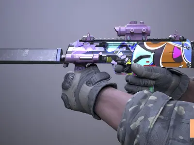 FPS Automatic Gun Animations Low-poly 3D model