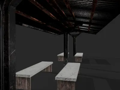 Railway station Platform Low-poly 3D model