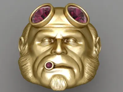 Pink Diamond Antique Gents Signet Ring 3D print model