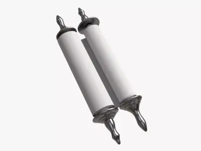 Ancient Scroll With Metal Rods clean 03 3D model