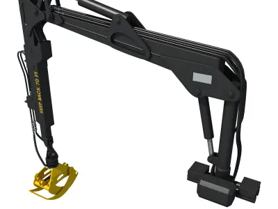 Yellow Forestry Knuckleboom Loader Crane 3D model