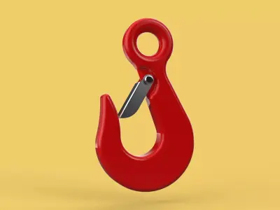 RED EYE HOOK FORGED SINGLE LIFTING CRANE TON HOIST WINCH LATCH 3D model