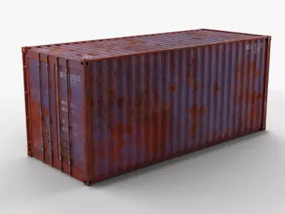 20Ft Cargo Container - Blue - Rusted 3D model