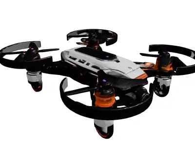 Futuristic Drone with Broken Rotors 3D model