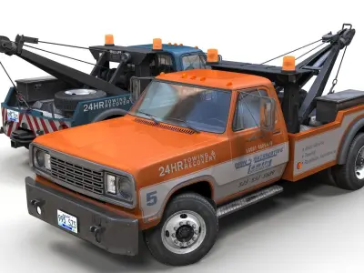 Classic wrecker tow truck Low-poly 3D model