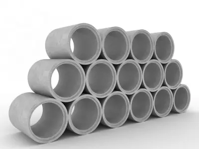 Concrete Pipes Stack 3D model