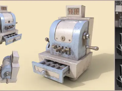 Stylized Cartoony Cash Register - 2 color schemes Low-poly 3D model