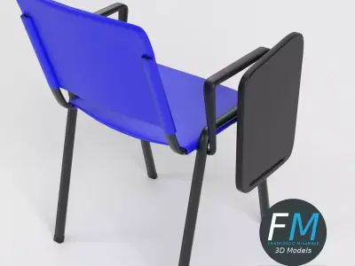 Tablet arm chair with metal frame 3D model