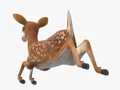 Leaping White-Tailed Fawn Deer 