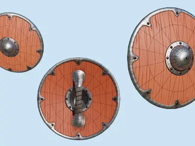 Wooden Stylized Shield - PBR Game Ready Free low-poly 3D model