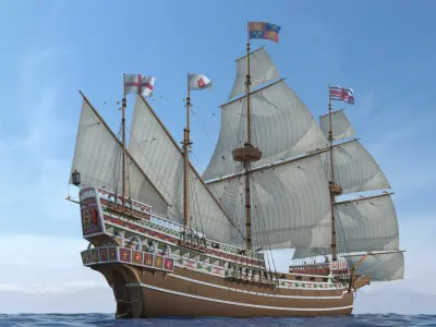 English Galleon HMS Revenge 1577 3D model