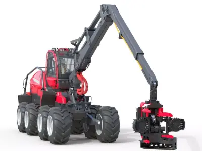 Forestry Wheeled Harvester Low-poly 3D model