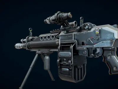 Futuristic Machine Gun Low-poly 3D model