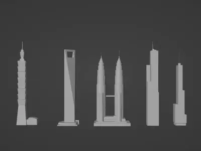 5 LOWPOLY SKYSCRAPERS PACK Free low-poly 3D model