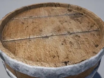 Old Wooden Barrel Low-poly 3D model purchase