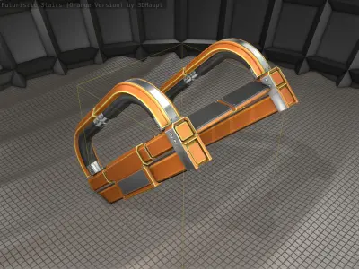 Sci-Fi Stairs - 10 - Orange Version Low-poly 3D model