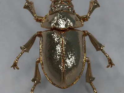 Golden Mechanical Stag Beetle 3D Model 3D model