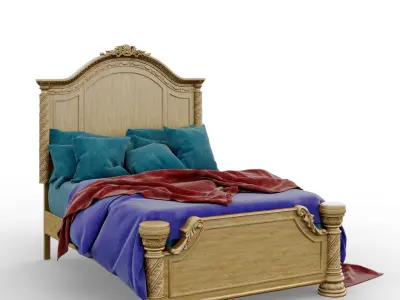 Magnolia Manor Antique White Queen Upholstered Panel Bed 3D model purchase