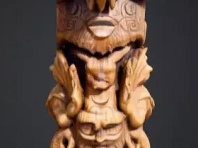 Viking Totem Wood Low-poly 3D model