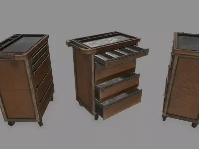 Cupboard metal cabinet with drawers Low-poly 3D model