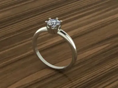 5 single stone solitaire rings 3D print model