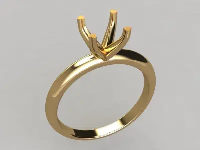 4 Prong Heart Shape Diamond Solitaire Engagement Ring 3D print model