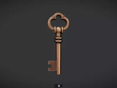 antique ornate metal key 3D model