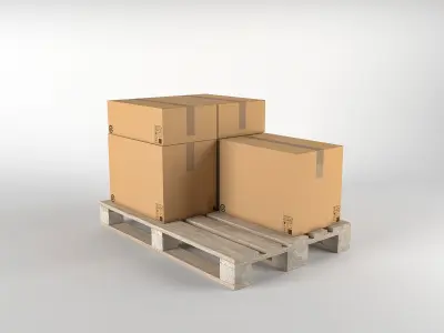Pallet cardboard box Low-poly 3D model