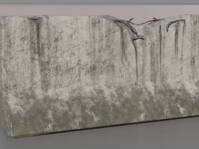 Set of Concrete barrier Low-poly 3D model