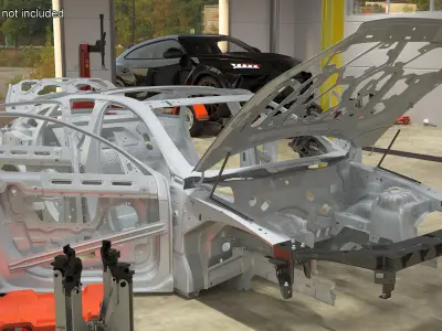 Car Frame Unibody Structure Rigged 3D model