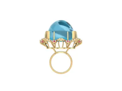 Cushion Art deco Ring 3D print model 6