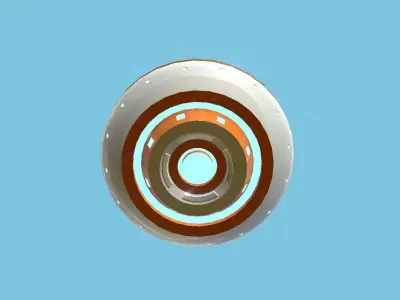 Cartoon UFO A1 - SciFi Flying Saucer - White Orange Low-poly 3D model