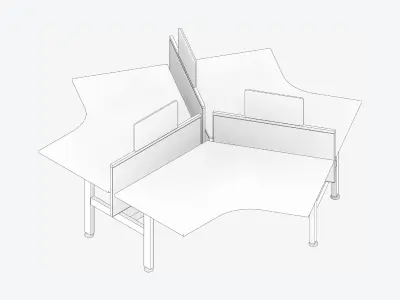 Desk - Cluster - Officetec - Angular - 120 Deg - Fixed Height Low-poly 3D model