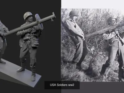 USA Soldiers ww2 3D Model Collection