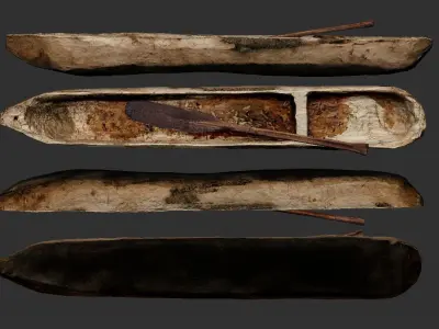 Dugout canoe Low-poly 3D model