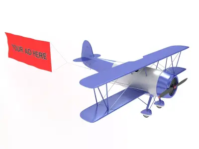 biplane with sign 3D model