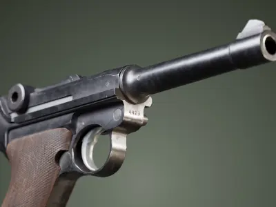 DWM Luger P08 9mm - Game and VFX-Ready Mid-Poly Low-poly 3D model