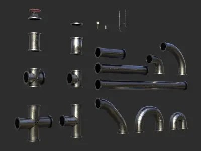Clean Metal Pipes Low-poly 3D model