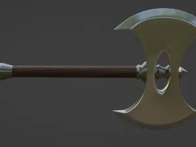 Battle axe Low-poly 3D model 23