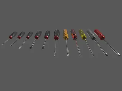 screwdriver set Low-poly 3D model