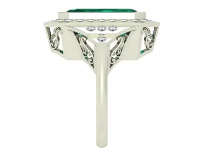 Emerald cut Ring Antique Style 3D print model