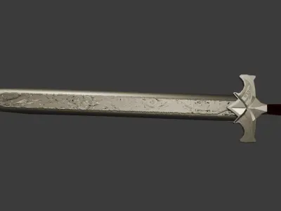 Sword with a pattern in the middle of the blade Free 3D model