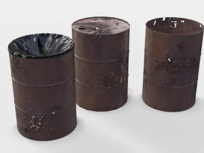 Barrels Asset 04 Low-poly 3D model